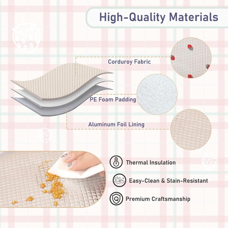 Baglemon Lunch Bag for Women Men Cute Corduroy Lunch Tote Bags Reusable Insulated Lunch Box Large Capacity Reusable Insulated Cooler for Work/Picnic/Travel - Image 4